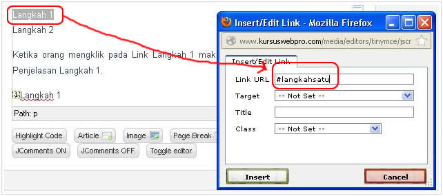 Cara menggunakan Anchor text Joomla