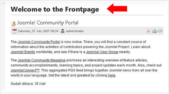 Cara Menghapus Welcome to Frontpage