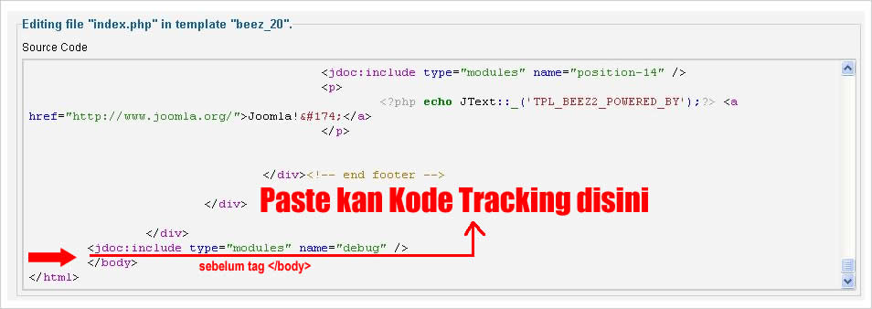 Cara pasang google analytics di Joomla
